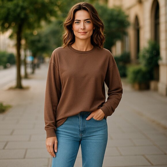 Avia Women's Sweatshirt in Brown - Picture 1 of 6